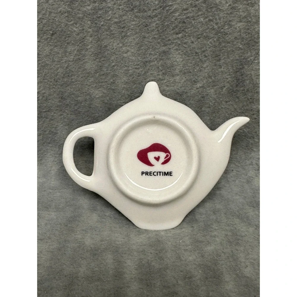 Teabag Rest Holder Dish Teapot Shape Ceramic White‎ Precitime